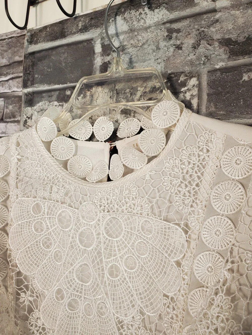 Ted Baker Ivory Lace Panel Flutter Sleeve Blouse Crochet Fairy Elegant Formal 4